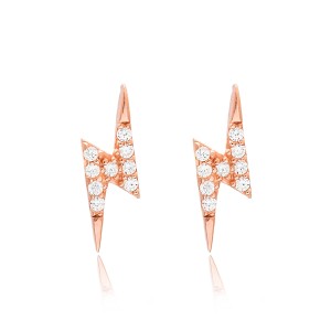 Cercei argint placati cu aur roz fulger cu pietre DiAmanti DIA3508-EAR (Argint 925‰ 0,65 g.)